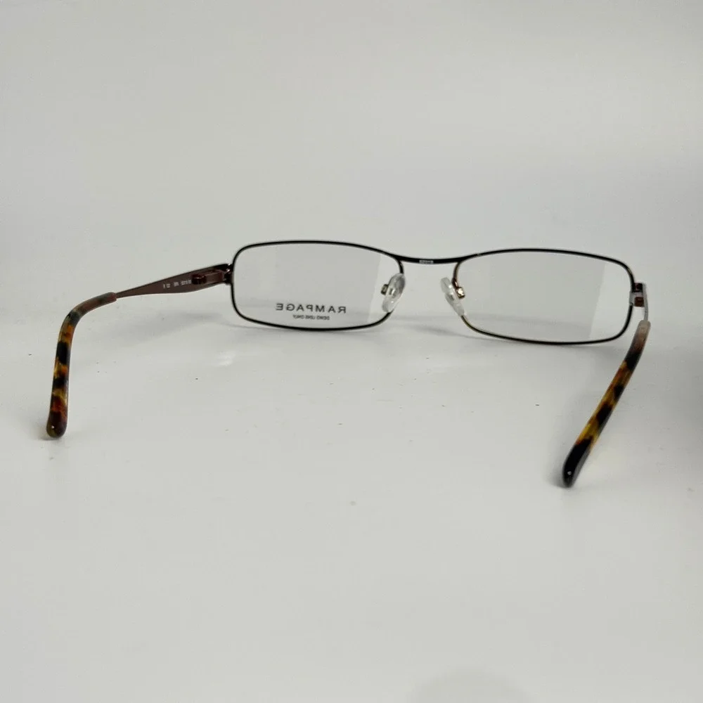 Rampage R122 Brown Rectangular Eyeglass Frames Crystal Detail 52-16-135 BRN